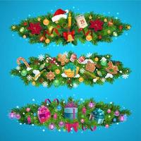 Christmas tree garlands with Xmas gifts, presents vector