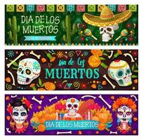 dia de los muertos feriado mexicano calavera y huesos vector