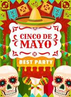 Mexican holiday party poster, Cinco de Mayo vector