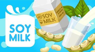 Natural organic soy milk, healthy diet drink vector