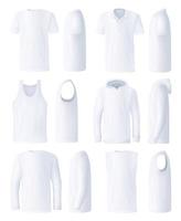 Male top clothes templates, side and front views vector