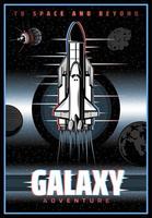 Outer space and galaxy exploration retro poster vector