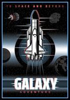 Outer space and galaxy exploration retro poster vector