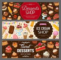 Cakes, cupakes, ice cream, muffins, pies, cookies vector