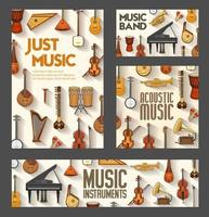 Music instruments, jazz, orchestra, folk concert vector