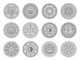 Astrology, occult alchemy, masonry esoteric signs vector