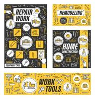 Construction work tools, house repair, remodeling vector