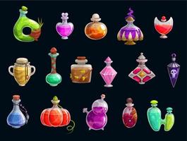 pociones mágicas de brujas, fiesta de halloween, elixir vector