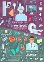 Oncologist and urologist doctors, medicine vector