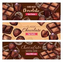 Natural chocolate food products and sweet desserts vector