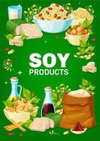 banner de vector de productos de soja y soja