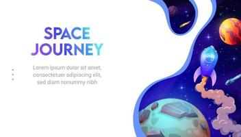 Space landing page with paper cut galaxy landscape vector