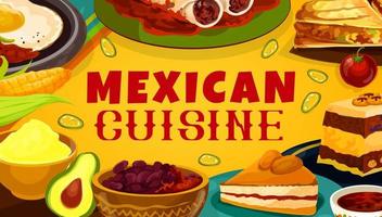Traditional Mexico meals, Mexican cuisine menu vector
