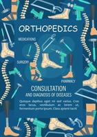 Orthopedics medical banner with bone and joint vector