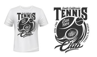 maqueta de vector de impresión de camiseta de club deportivo de tenis