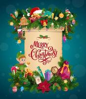 Christmas garland with Xmas gifts and scroll vector