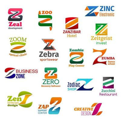 Z letter corporate identity, business icons