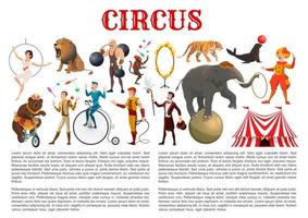 Big top circus animals tamers and equilibrists vector