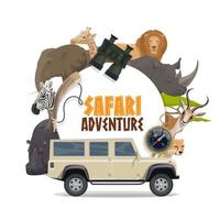 safari africano caza deporte y animales de áfrica vector