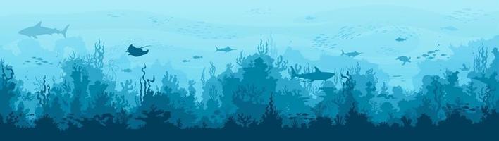 Underwater landscape with sea plants and animals vector
