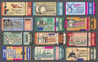 Germany tickets to cultural events, vector set