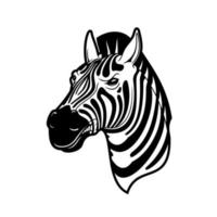 cabeza de animal de cebra, caballo africano blanco y negro vector