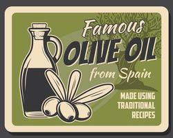 aceite de oliva virgen extra español y aceitunas vector