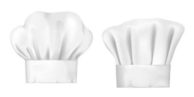 White chef hat and baker toque realistic 3d vector