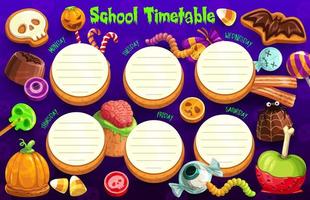 Halloween holiday school timetable, weekly planner