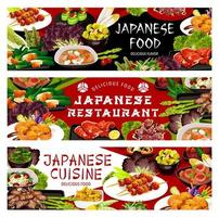 Japanese cuisine dishes vector banners