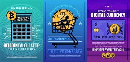 Cryptocurrency bitcoin mining, currency exchange vector