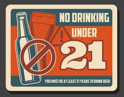 Beer bottle and glass. Alcohol prohibition sign vector