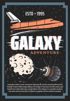 Galaxy adventure, outer space exploration vector