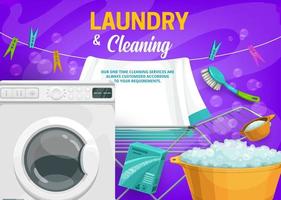 lavadora y detergente. lavandería, limpieza vector