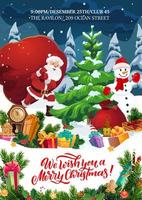 Santa, snowman, Christmas tree, gifts. Xmas party vector