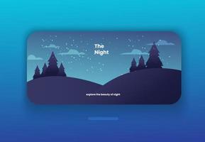 vector illustration of a night view with trees.  landscape illustration vector