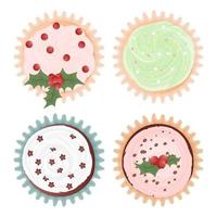 Sweets Cupcakes top view set vector