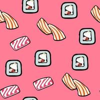 Vector seamless sushi pattern on pink.