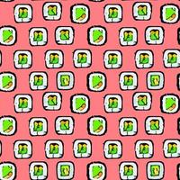Vector seamless sushi pattern on pink.