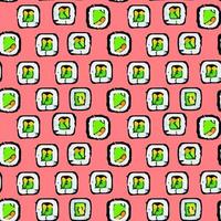 Vector seamless sushi pattern on pink.