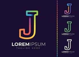 logotipo de degradado colorido inicial de la letra j. diseño moderno del logotipo de la letra j. vector