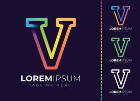 logotipo de degradado colorido inicial de letra v. diseño moderno del logotipo de la letra v. vector