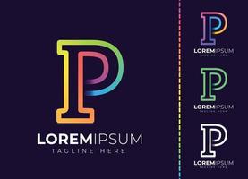 logotipo de degradado colorido inicial de la letra p. diseño moderno del logotipo de la letra p. vector