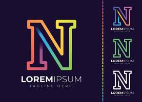 logotipo de degradado colorido inicial de letra n. diseño moderno del logotipo de la letra n. vector