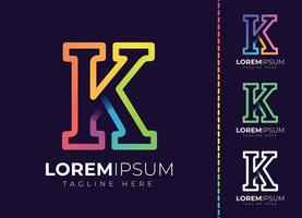 logotipo de degradado colorido inicial de la letra k. diseño moderno del logotipo de la letra k. vector