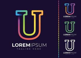 logotipo de degradado colorido inicial de letra u. diseño moderno del logotipo de la letra u. vector