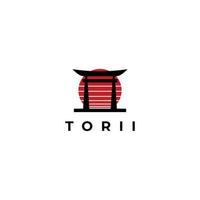 Japanese torii gate logo design vector template