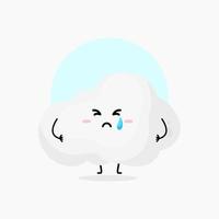 lindo personaje de nube llorando vector