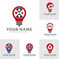 conjunto de plantilla de vector de logotipo de póquer de bulbo, conceptos de diseño de logotipo de póquer creativo