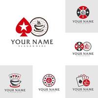 conjunto de plantilla de vector de logotipo de póquer de café, conceptos de diseño de logotipo de póquer creativo